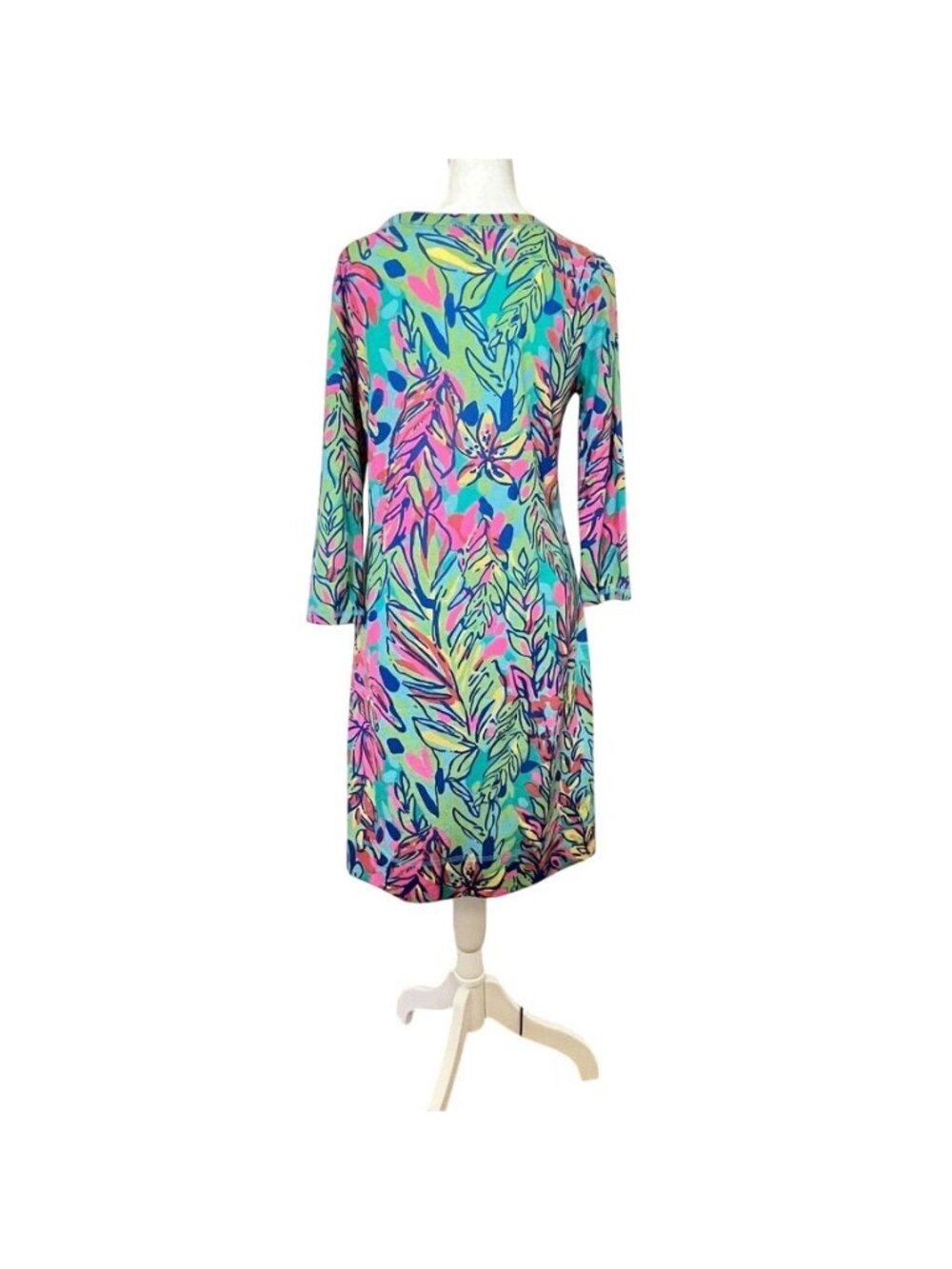 Lilly Pulitzer Allesia Palmetto Dress Size S Pima Cotton 3/4 Sleeve Henley - Picture 5 of 13
